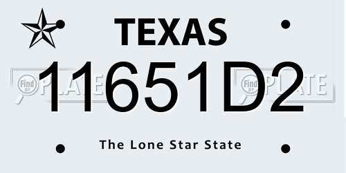 11651D2 Texas License Plate