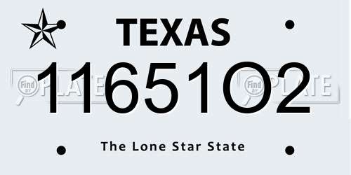 11651O2 Texas License Plate