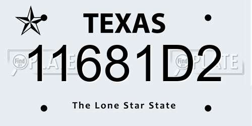 11681D2 Texas License Plate