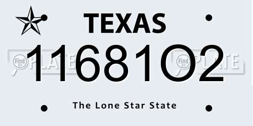 11681O2 Texas License Plate
