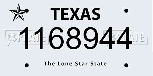 1168944 Texas License Plate