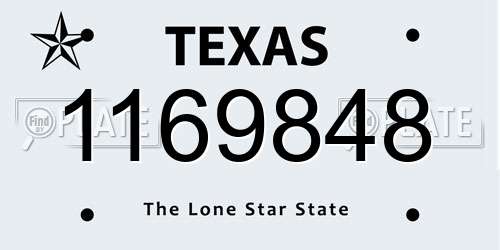1169848 Texas License Plate