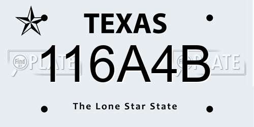 116A4B Texas License Plate