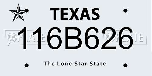 116B626 Texas License Plate