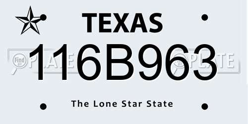 116B963 Texas License Plate