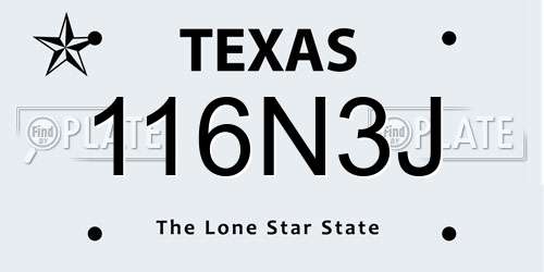 116N3J Texas License Plate