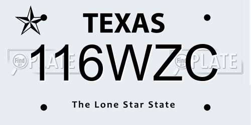 116WZC Texas License Plate