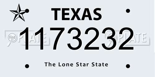 1173232 Texas License Plate
