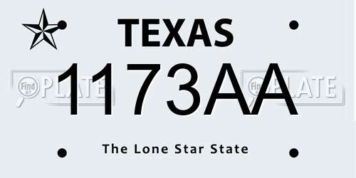 1173AA Texas License Plate