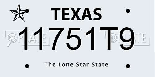11751T9 Texas License Plate