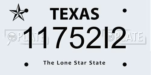 11752I2 Texas License Plate
