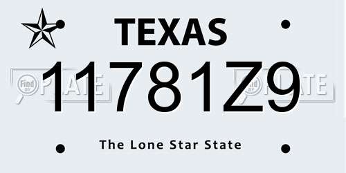 11781Z9 Texas License Plate