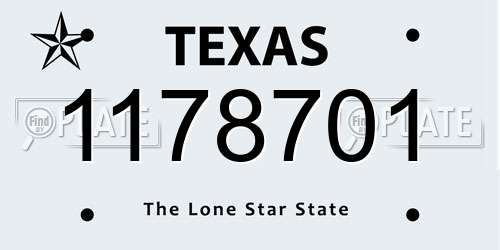 1178701 Texas License Plate