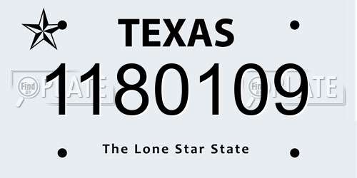 1180109 Texas License Plate