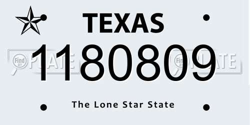 1180809 Texas License Plate