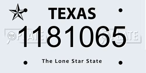 1181065 Texas License Plate