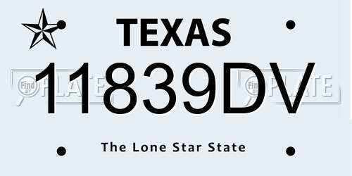11839DV Texas License Plate