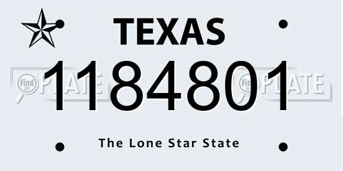 1184801 Texas License Plate