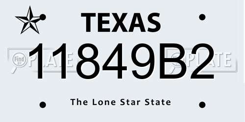 11849B2 Texas License Plate