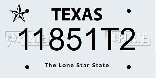 11851T2 Texas License Plate