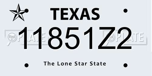 11851Z2 Texas License Plate