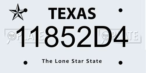11852D4 Texas License Plate