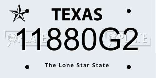 11880G2 Texas License Plate
