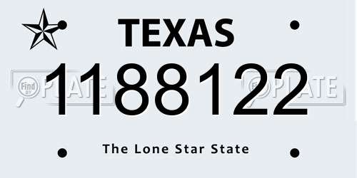 1188122 Texas License Plate