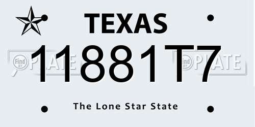 11881T7 Texas License Plate