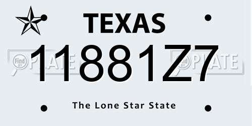 11881Z7 Texas License Plate