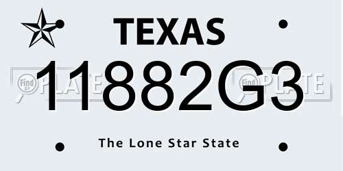 11882G3 Texas License Plate
