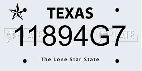 11894G7 Texas License Plate