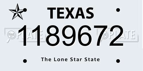 1189672 Texas License Plate
