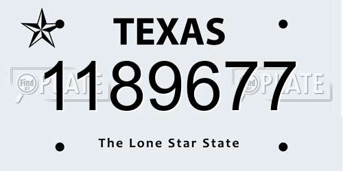 1189677 Texas License Plate
