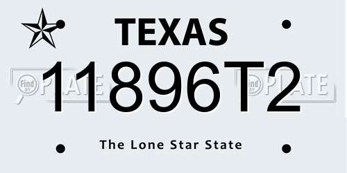 11896T2 Texas License Plate