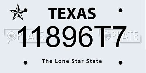 11896T7 Texas License Plate