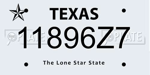 11896Z7 Texas License Plate