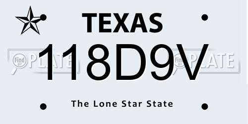 118D9V Texas License Plate