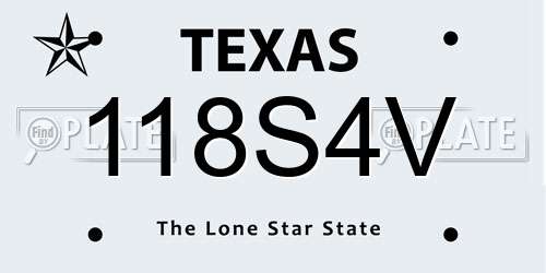 118S4V Texas License Plate