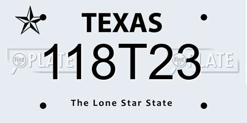 118T23 Texas License Plate