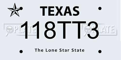 118TT3 Texas License Plate
