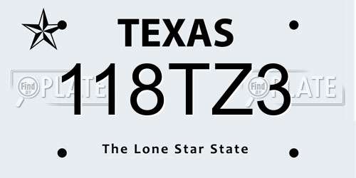 118TZ3 Texas License Plate