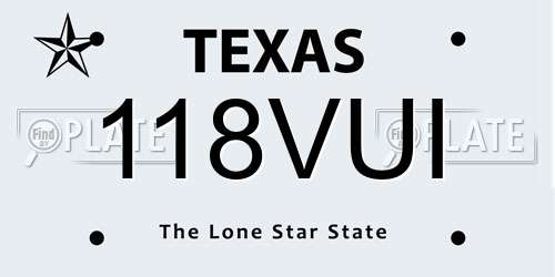 118VUI Texas License Plate