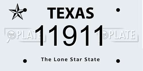 11911 Texas License Plate