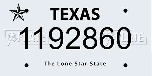 1192860 Texas License Plate