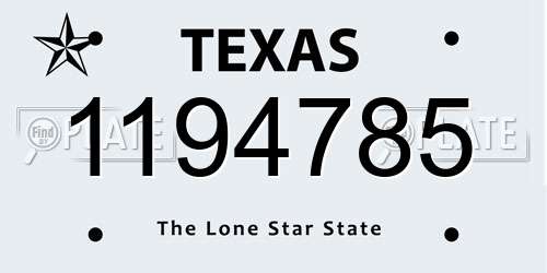 1194785 Texas License Plate