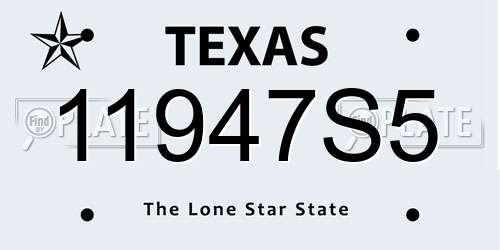 11947S5 Texas License Plate