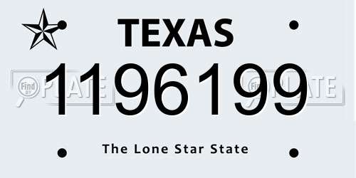 1196199 Texas License Plate