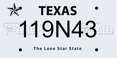 119N43 Texas License Plate