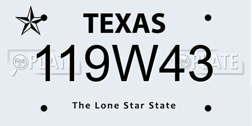 119W43 Texas License Plate